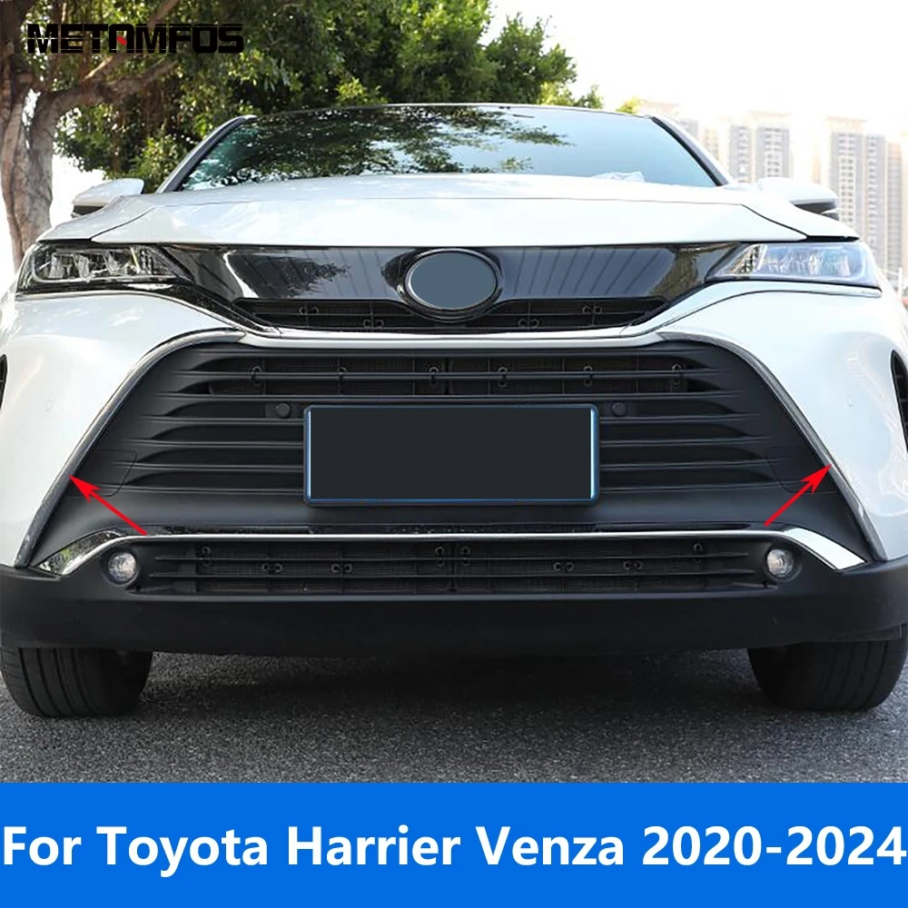 For Toyota Harrier Venza 2020-2022 2023 2024 Chrome Front Grille Around Trim Racing Grill Strip Exterior Accessories Car Styling