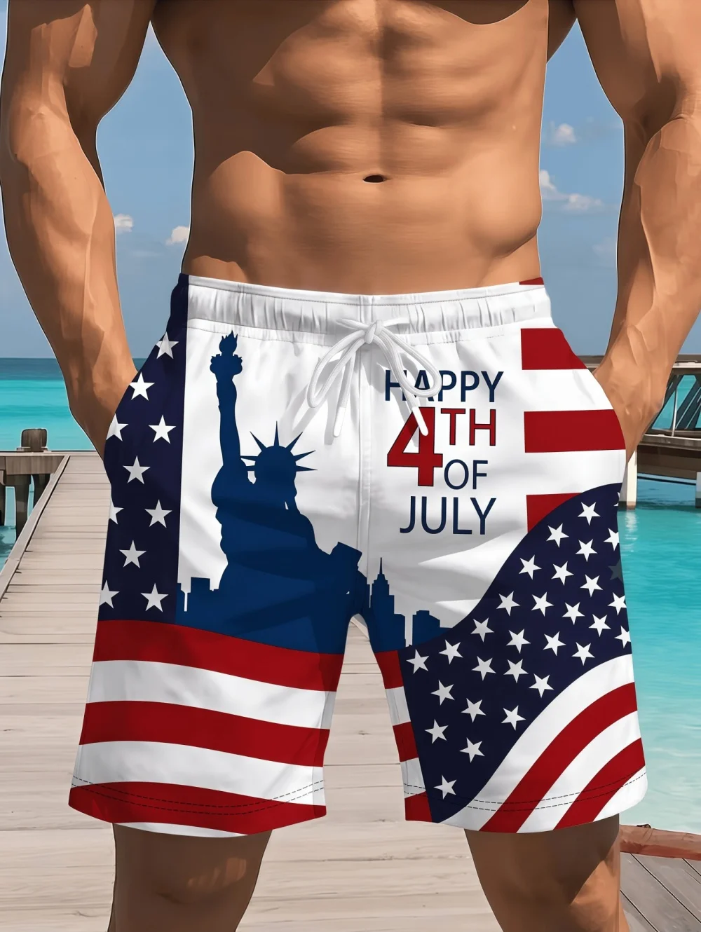 

250th Anniversary American Flag Print Men's Shorts Summer Beach Shorts Breathable Quick Dry Sportswear Loose Shorts Men Clothes