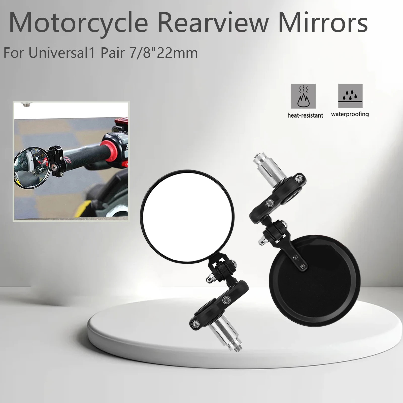 

1Pair 7/8" 22mm Universal Motorcycle Mirrors Rearview Side Mirror Motorbike Accessories For Kawasaki Yamaha Suzuki Honda