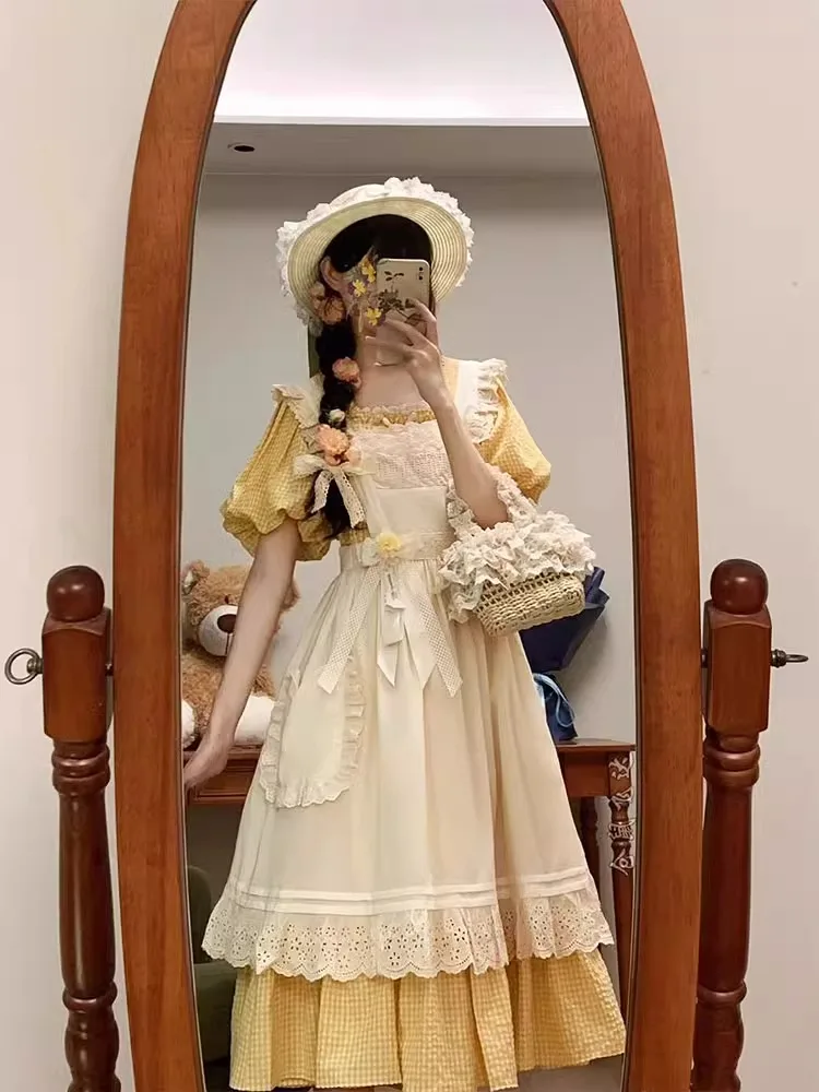 Ретро Лолита сращенный комплект из двух предметов для похудения белый сладкий дизайн Ele Sensation Small ence Dr для молодых женщин