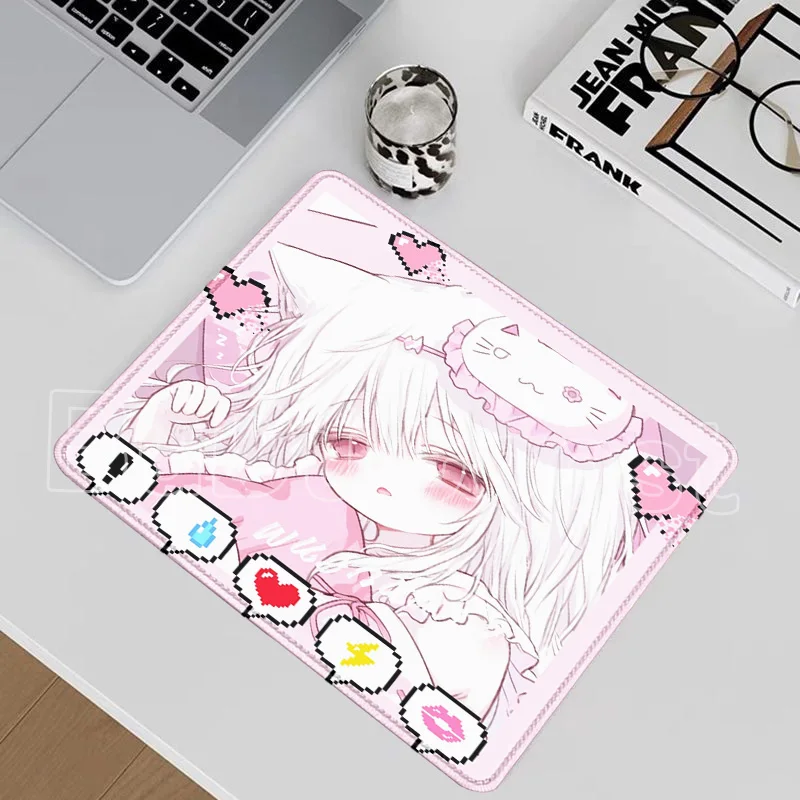 

New Cartoon Anime Cute White Girl Mouse Pad Computer Office Game Kawaii Table Mats Rubber Non-slip Mousepad Small Size Desk Pad
