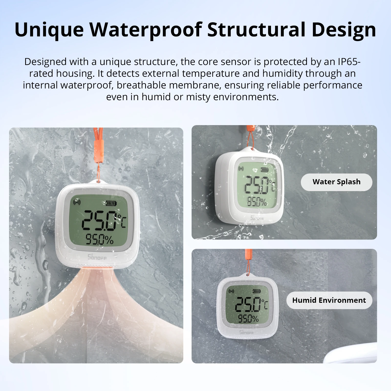 SONOFF SNZB-02WD IP65 Zigbee LCDスマート温度湿度センサー 防水 Alexa Google Home対応 Sonoff Zigbeeハブが必要
