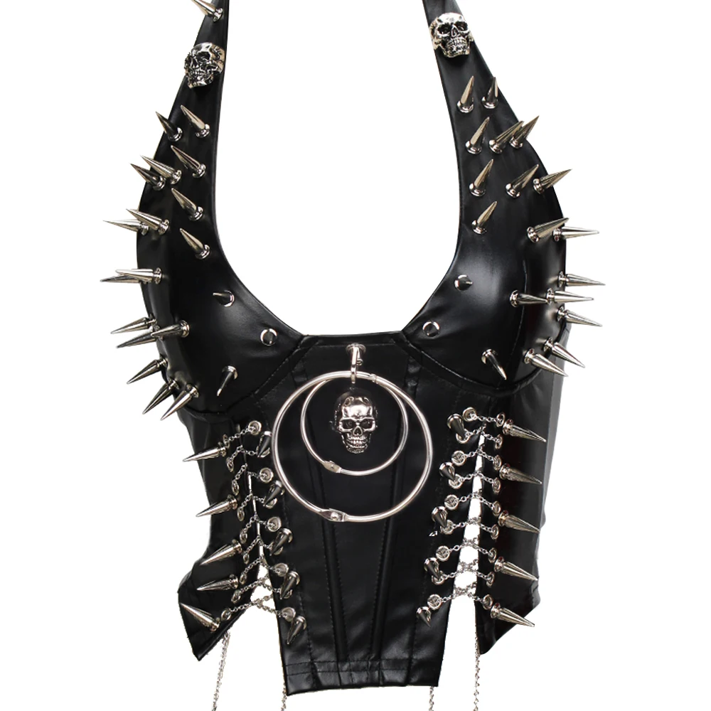 Goth Top Y2K Clothes Women's Tanks Emo Clothing Gothic Boho Tops with Spikes Punk Rock Teens Festival Spiked Bra Grunge T Shirt 15 S6c42954ad9cd414c8bdddc811f3140a84