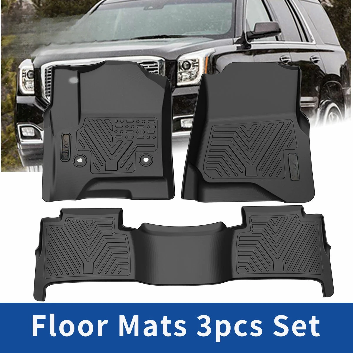 

Front + Rear Floor Mats for 2015-2020 Chevy Tahoe GMC Yukon All Weather 3D Liner