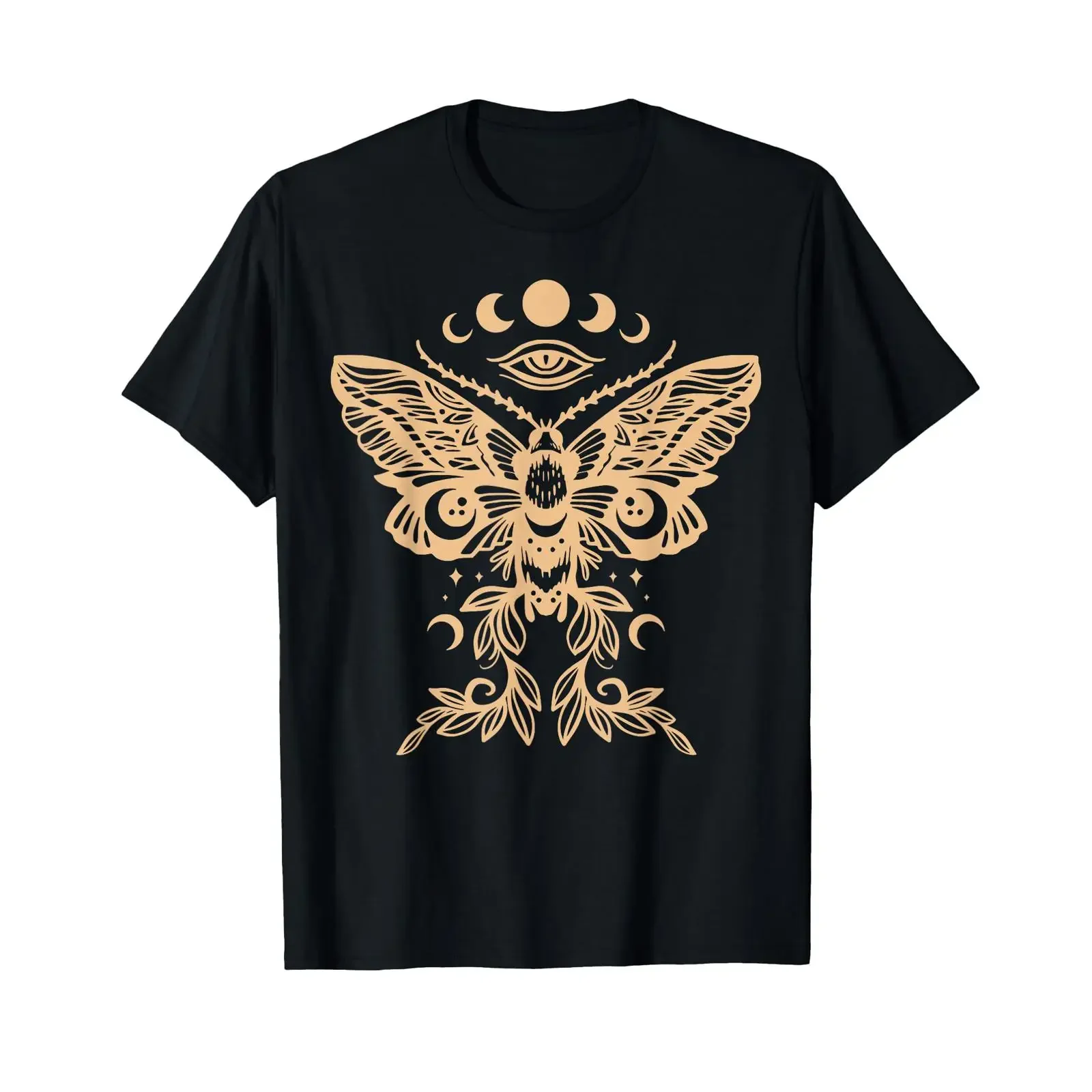 Witchy Aesthetic Celestial Mystic Death Moth Wiccan Moon T Shirt vintage Washed Top For Everyday Wear fashion Versatile Soft