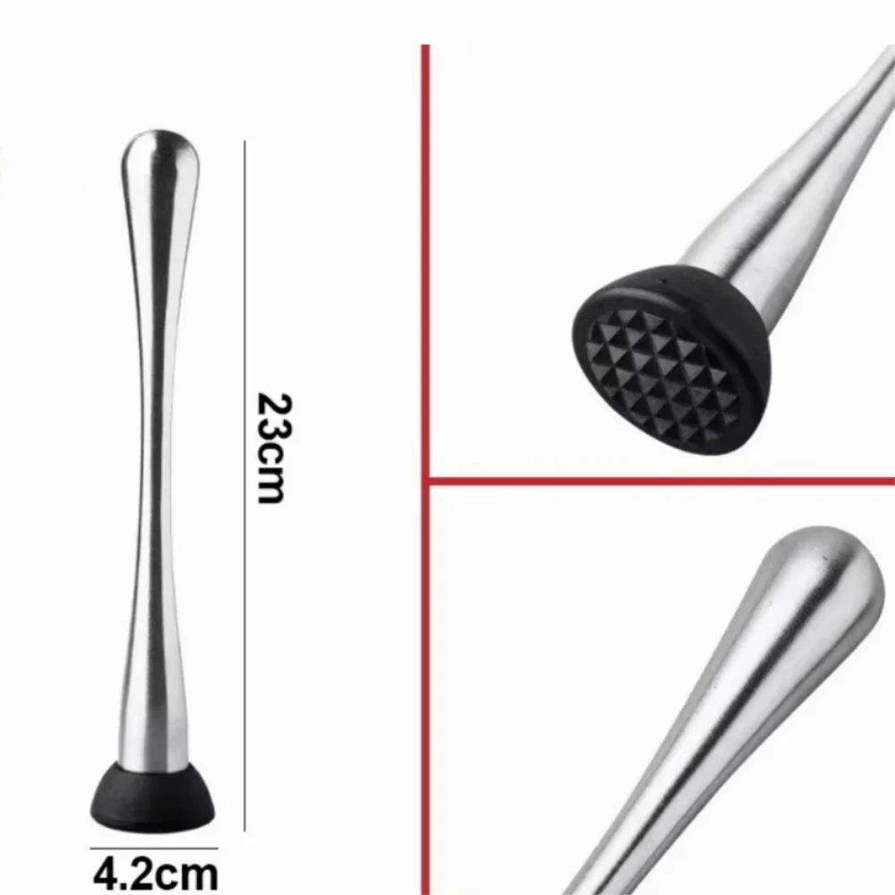 Stainless Steel Cocktail Muddler Crushing Multifunctional Crushed Ice Hammer Professional Mixing Popsicle Stick Tool