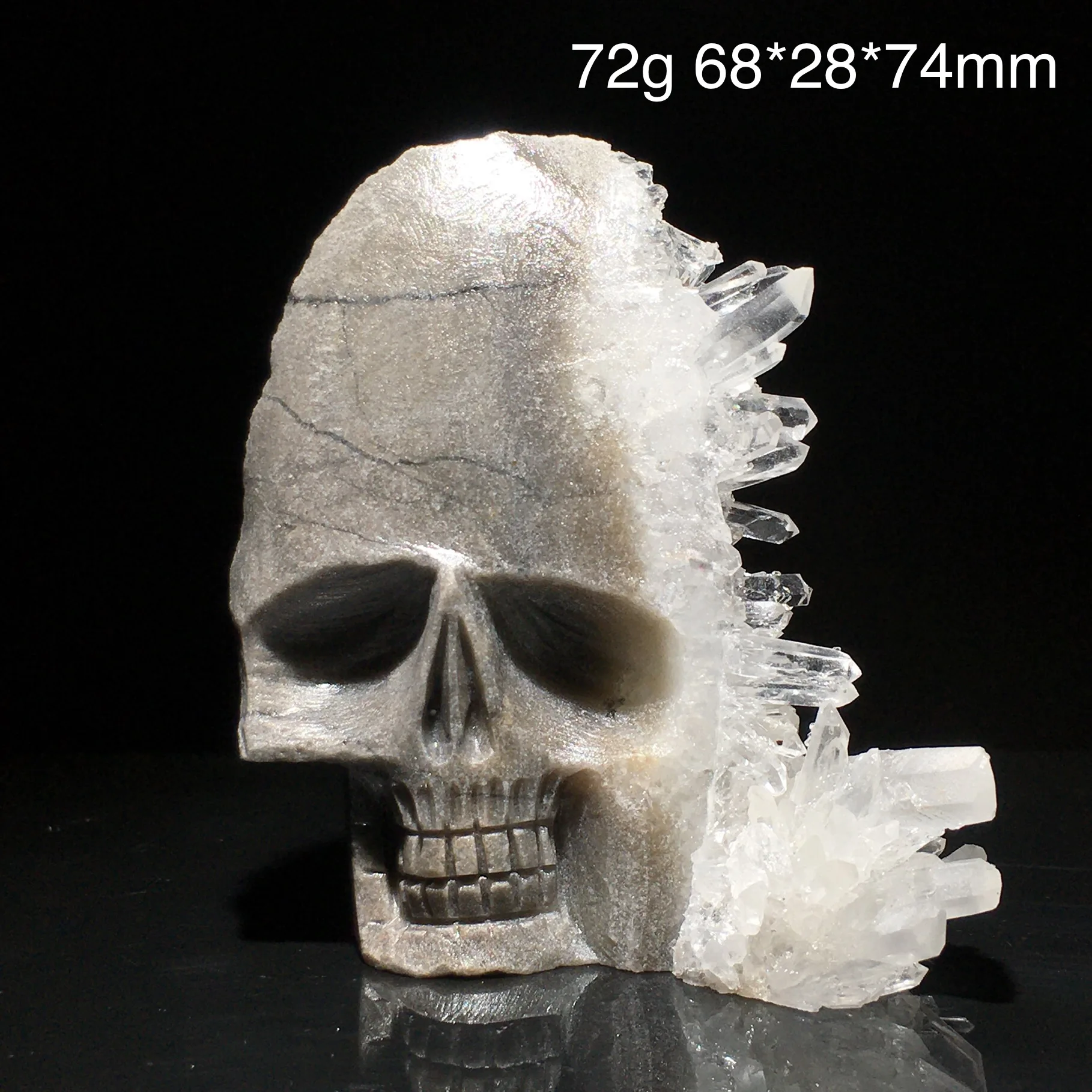 Natural Crystal Carving Skull Stone Clear Quartz Cluster Polished Rock Alien Decoration Rock Gift Reiki Healing