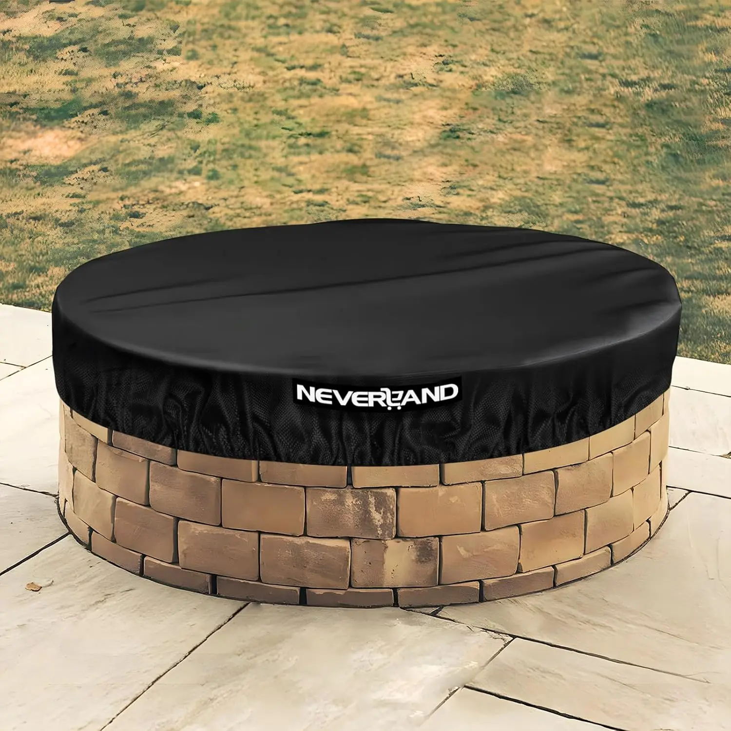 

Round Fire Pit Cover for In-Ground Fire Pits, 46-51 Inch Heavy Duty 600D Waterproof Outdoor Firepit Cover, Fits Built-
