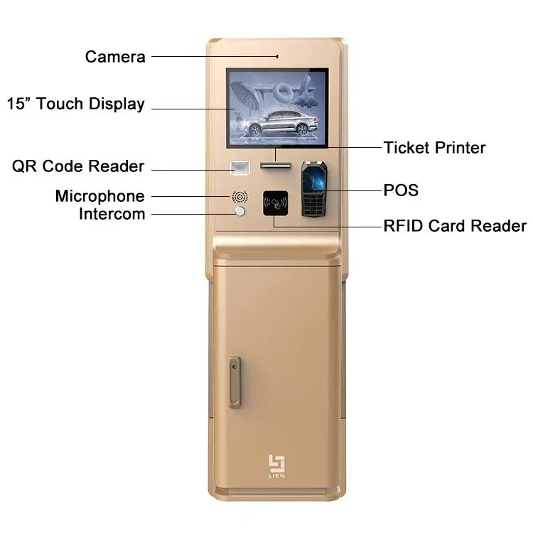 Parking Payment Machine Automatic Parking Barrier Gate License Plate Recognition Parking Ticket Payment Kiosk