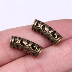 10pcs 20x8x6mm Antique Bronze Color Engraved Curved Spacer Beads For Jewelry Making A13430