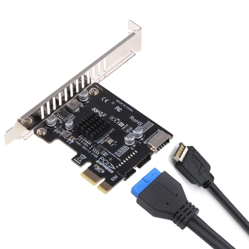 PCI-E to USB 3.0 Expansion Card 5Gpbs Type E PCI Express Card 19/20 Pin Header for Type C Front Panel Mount Adapter