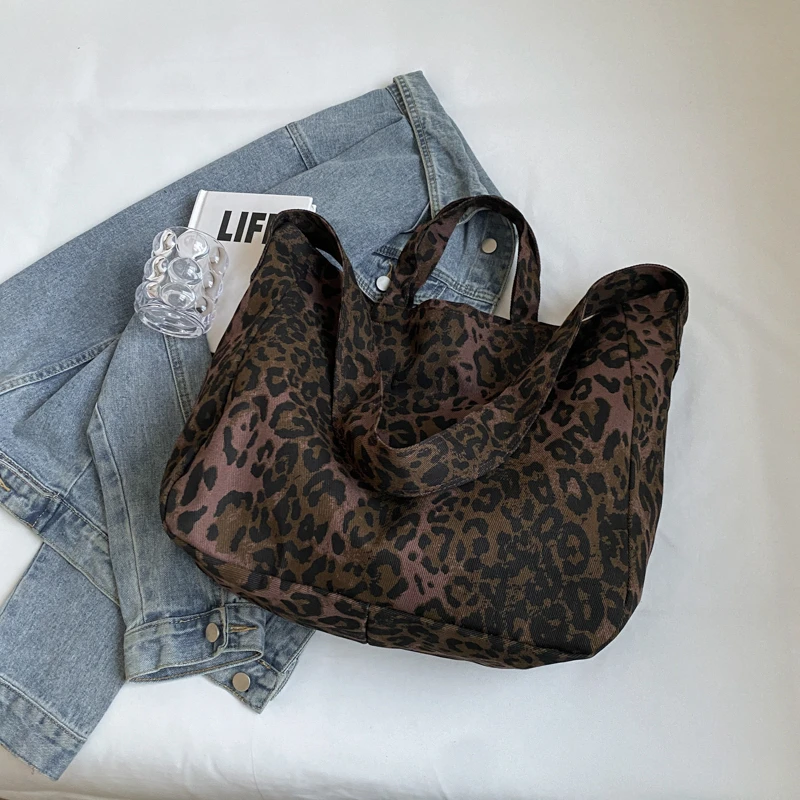 Nylon Leopard Casual Tote Zipper miękki wszechstronny 2024 modne torby damskie dojazdy proste torby na ramię o dużej pojemności Bolsa