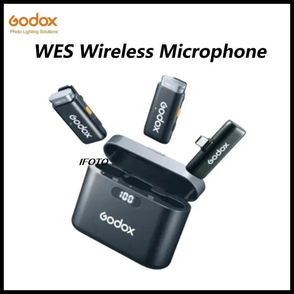 

GODOX WES 2.4GHz Wireless lavalier Microphone System Cell Phone Live DSLR Camera One-click Noise Reduction