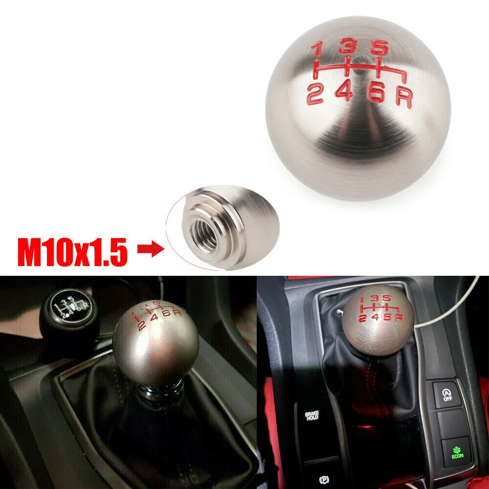 Car Aluminum 5 6 Speed Ball Shape Gear Shift Knob Shifter Lever M10*1.5 Fit For Honda Fit Civic City FD2 FN2 EP3 TYPE R DC2 DC5