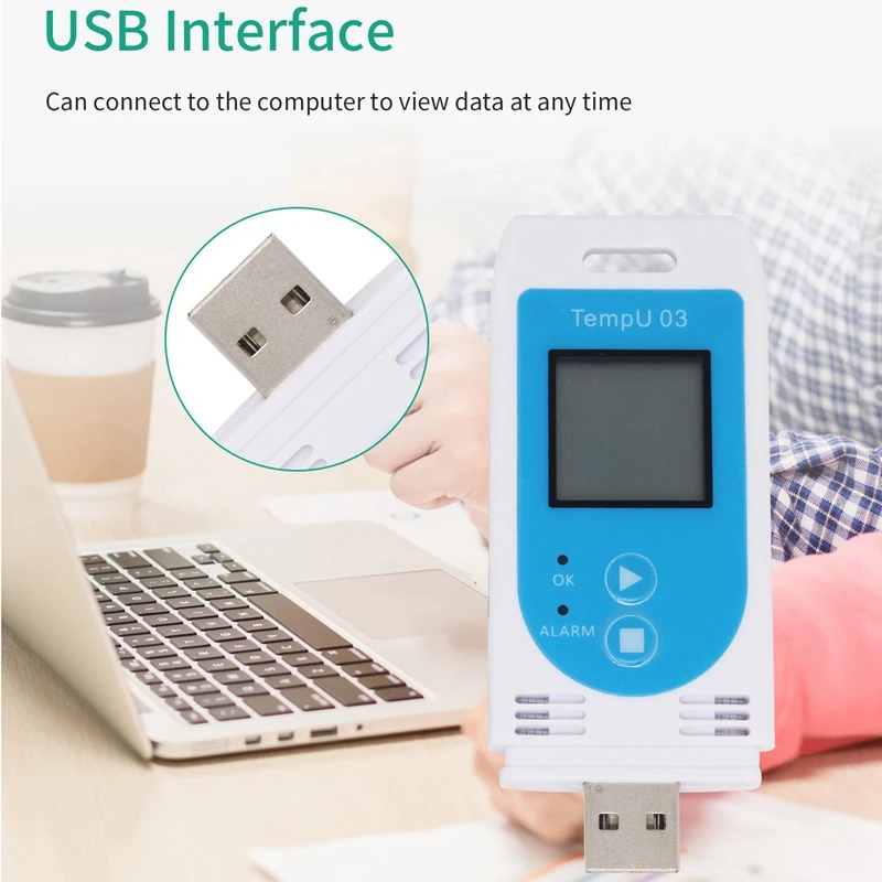 Enregistreur de données USB portable TempU 03, température, humidité, enregistreur de données RH TEMP réutilisable, numérique, haute précision, hygromètre Therye.com