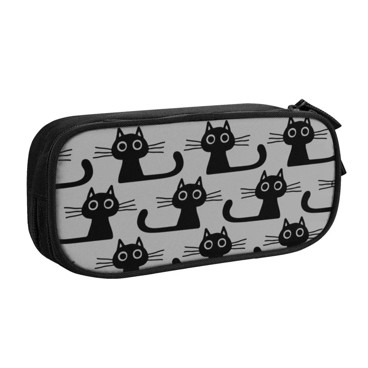 Estuches de lápices de ojos anchos de gato negro para niños y niñas, estuche de lápices de gatito de dibujos animados de gran almacenamiento personalizado, suministros escolares