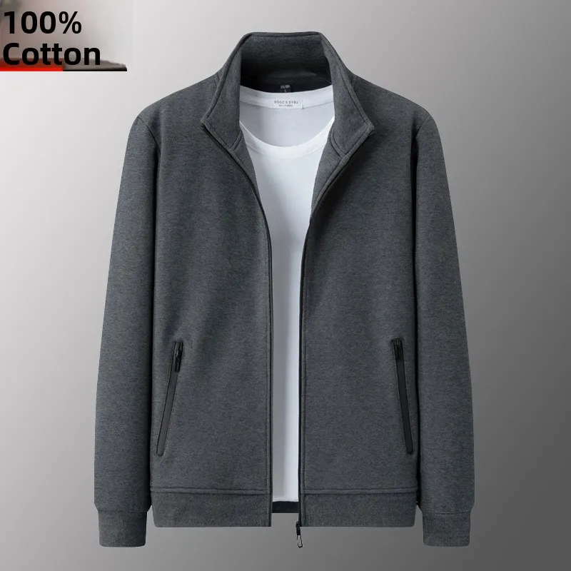 

Удобный мужской кардиган-свитшот для среднего возраста, спортивный, приталенный, с воротником-стойкой, повседневная зимняя верхняя одежда, новинка весеннего сезона