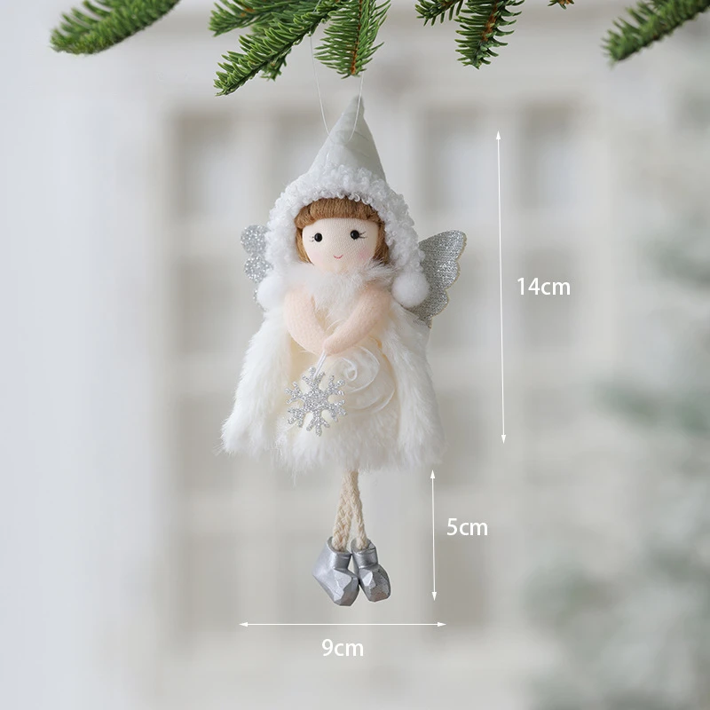 Christmas Plush Knit Hat Take Snow Angel Doll Christmas Tree Pendant Holiday Family Wedding Party Decorate Birthday Gift