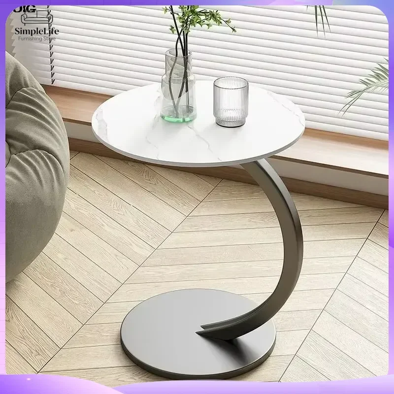 Small Round Coffee Table Italian Style Modern Minimalist Sofa Side Table Bedside Table for Living Room Bedroom Home Office