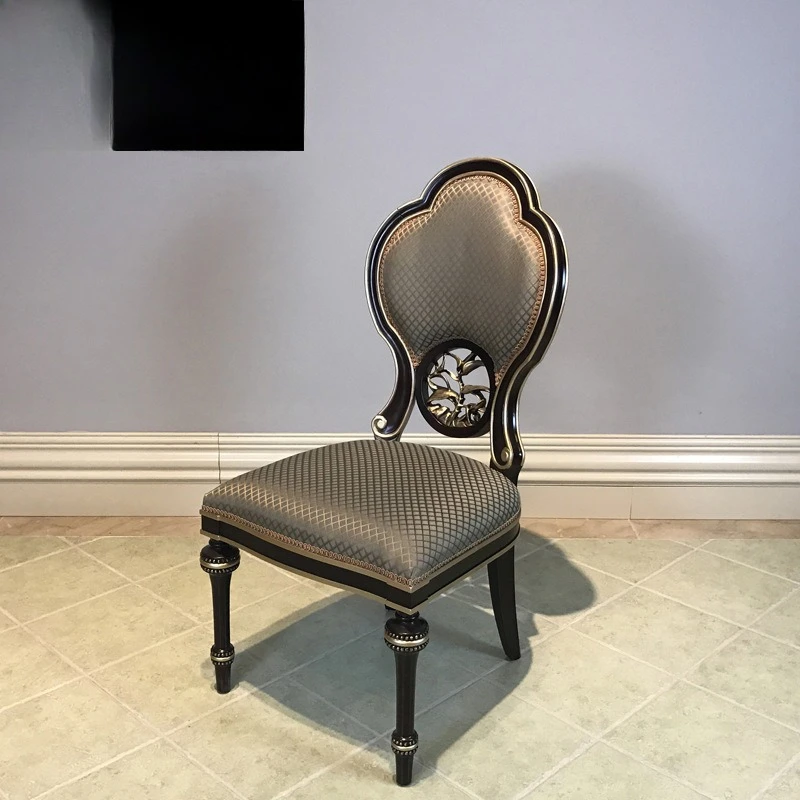 European Armrest Dining Chair Villa Mansion English Neoclassical French Dining Chair