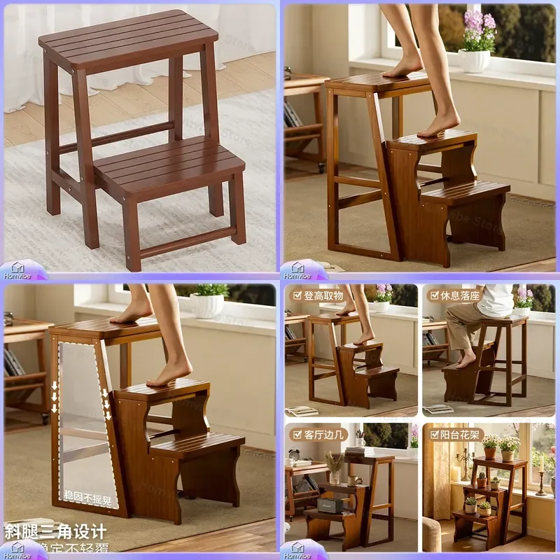 Folding Step Ladder Stool Heavy Duty Non Slip Herringbone Design Thickened Aluminum Alloy Multi Purpose Chair Rack for Home