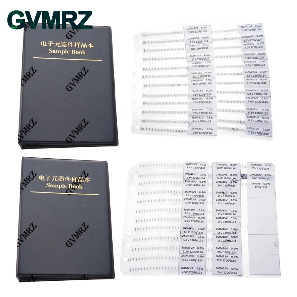 675/1350PCS SMD LL34 Zener Diode Kit book 0.5W 1/2W 3V-24V 2V-39V SMD Diode Set 1N4148