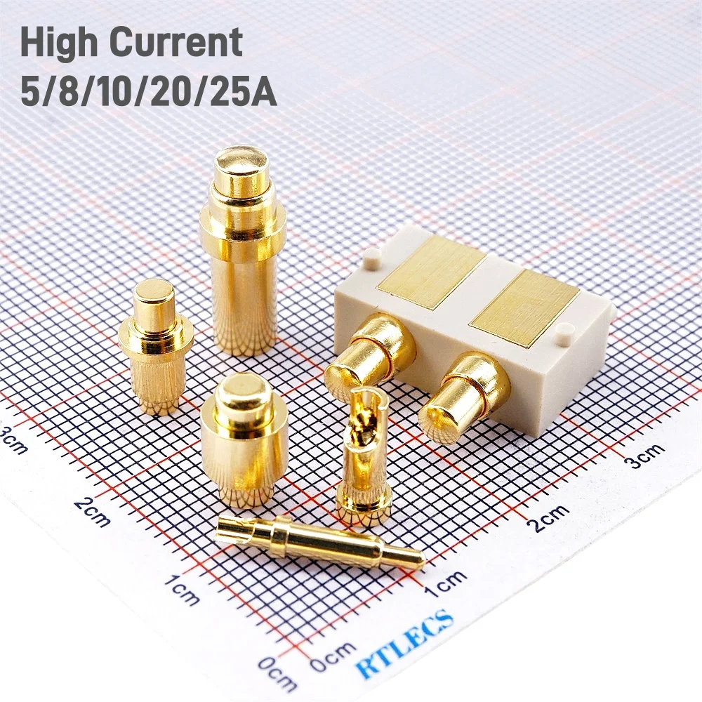 2 Pcs High Current Probe Pogopin Elastic Contact Over 2A 3A 5A 10A Pogo Pin Connector Spring Loaded Charging Thimble