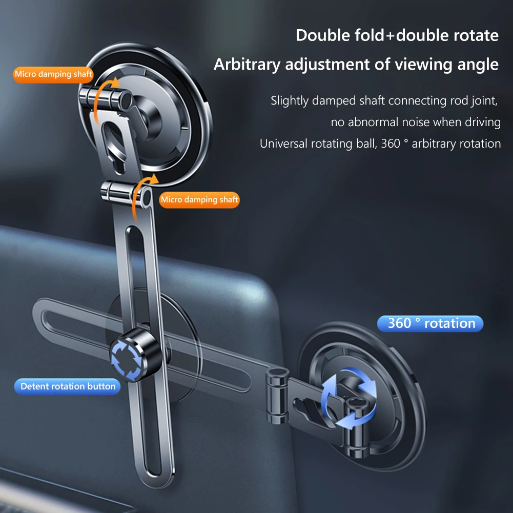 Invisible Magnetic Car Phone Mount 360 Degree Rotating Cellphone Laptop Screen Mount Aluminum Alloy for MackBook/iPhone 12/13/14