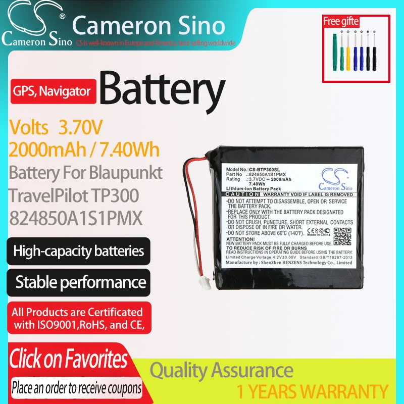 CameronSino Battery for Blaupunkt TravelPilot TP300 fits 824850A1S1PMX,GPS Navigator Battery.