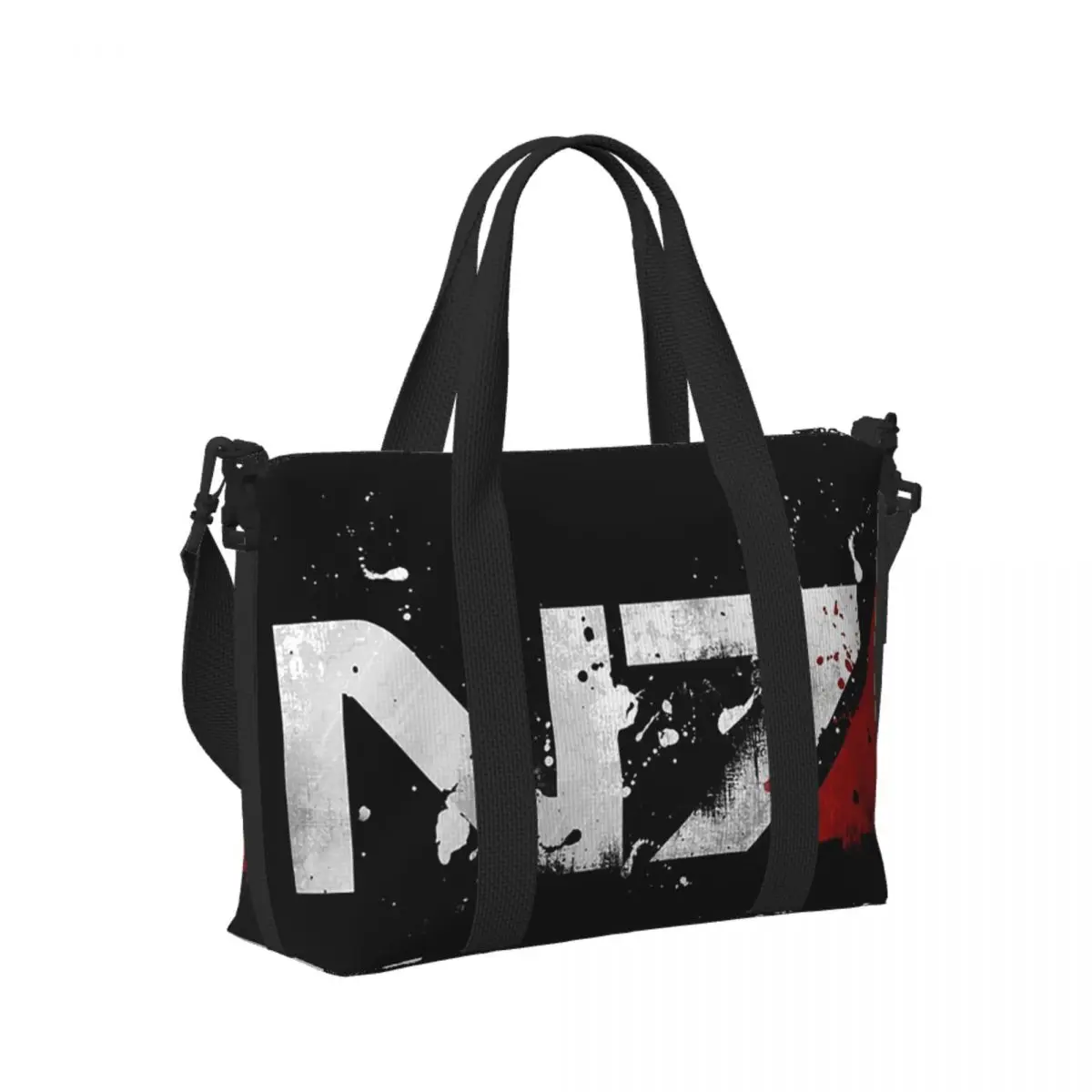 

Custom Mass Effect Distressed N7 Beach Travel Bag Large Capacity Tote Bags for Gym Sport Women Shopping Duffle Shoulder Bag