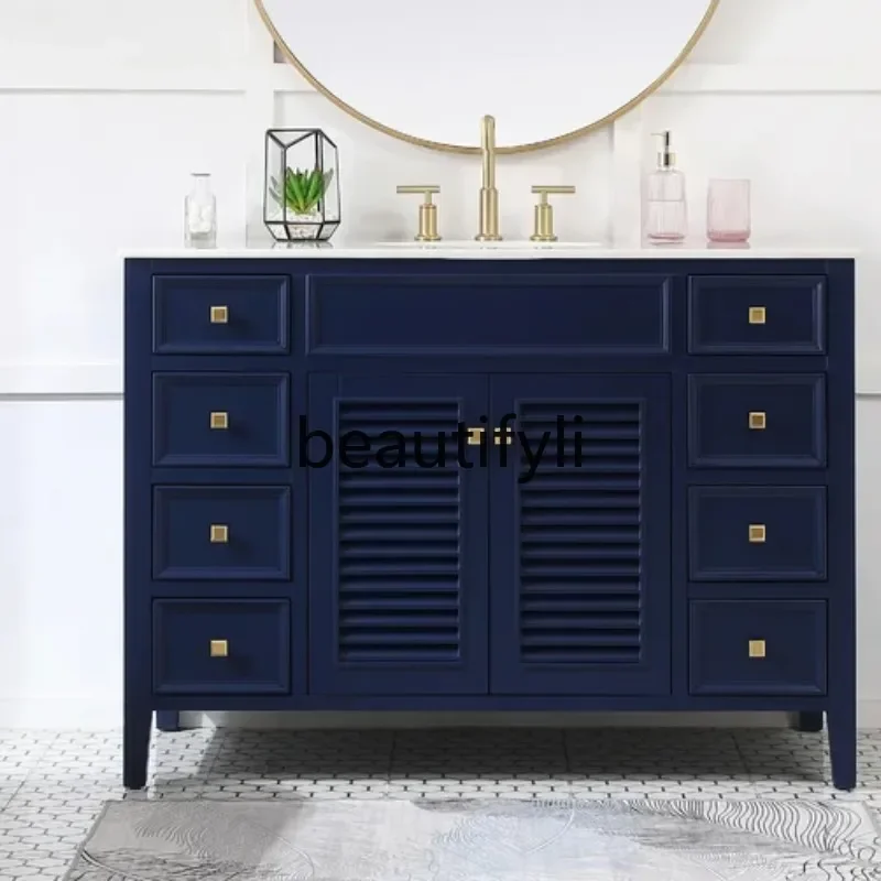 

Asmt52 American Style Bathroom Cabinet Rock Plate Solid Wood Floor Standing Toilet Washstand Wash Basin Storage Cabinet