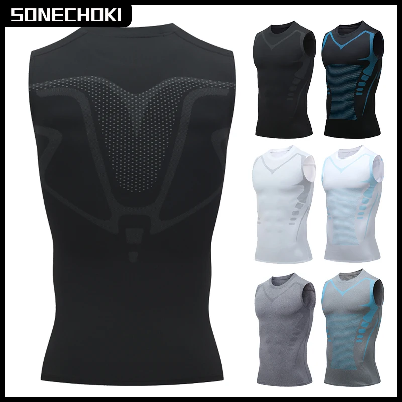 Compression Tank Top Men Gym Shirt Sleeveless Quick Dry Printing Sportswear Male Fitness Bodybuilding Vest Workout Muscle Top