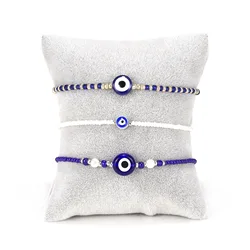 Exquisite Blue Evil Eyes Bracelet for Woman Turkish Lucky Simple Tiny String Beaded Alloy Bracelet Girl Charm Everyday Jewelry