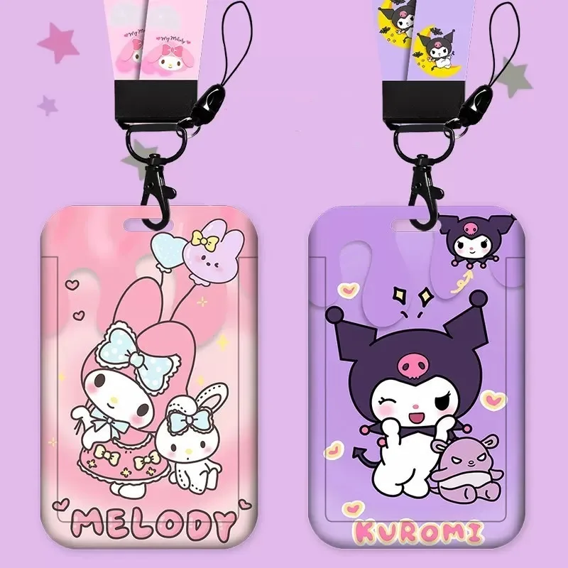 

Sanrio Kawaii Portable Lanyard Card Holder Kuromi ID Protection Cover Cartoon Cinnamoroll Student Bus Card Storage Cover