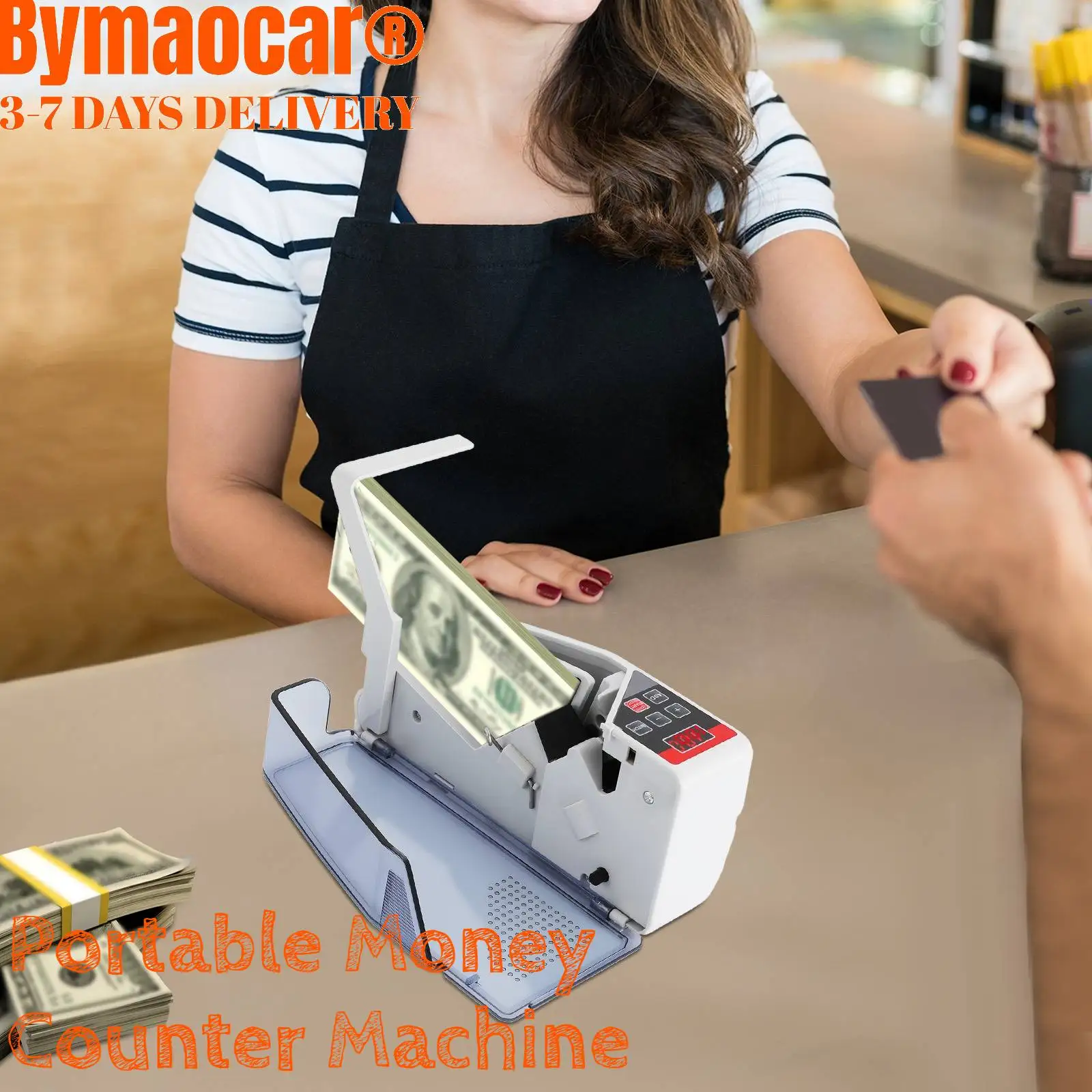 

Portable Money Counter, LED Display 600pc/min Mini Bill Cash Counting Machine in bank, store for banknote from different country