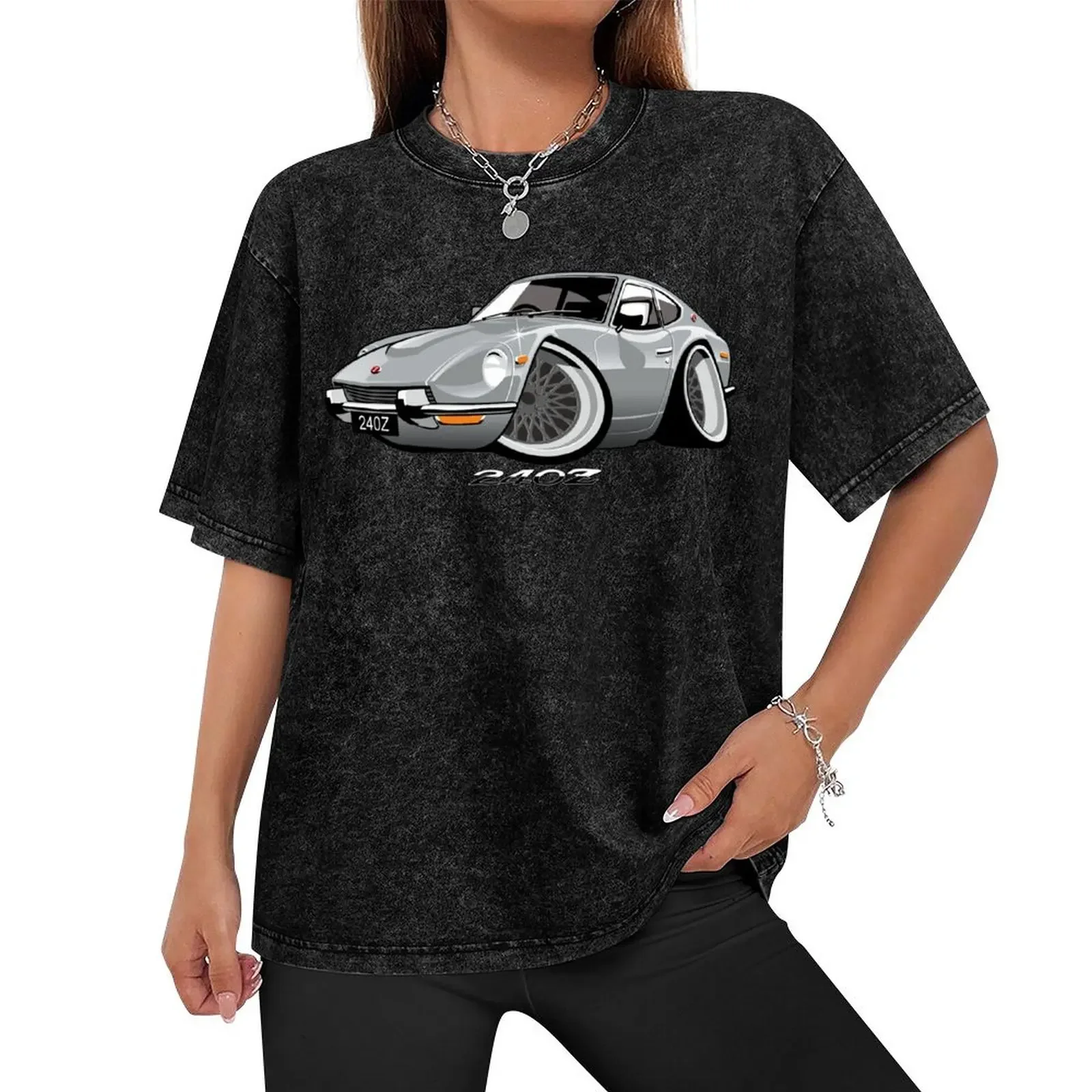 Datsun 240Z caricature silver T-Shirt plus sizes korean fashion oversized graphic tee new edition men tshirt