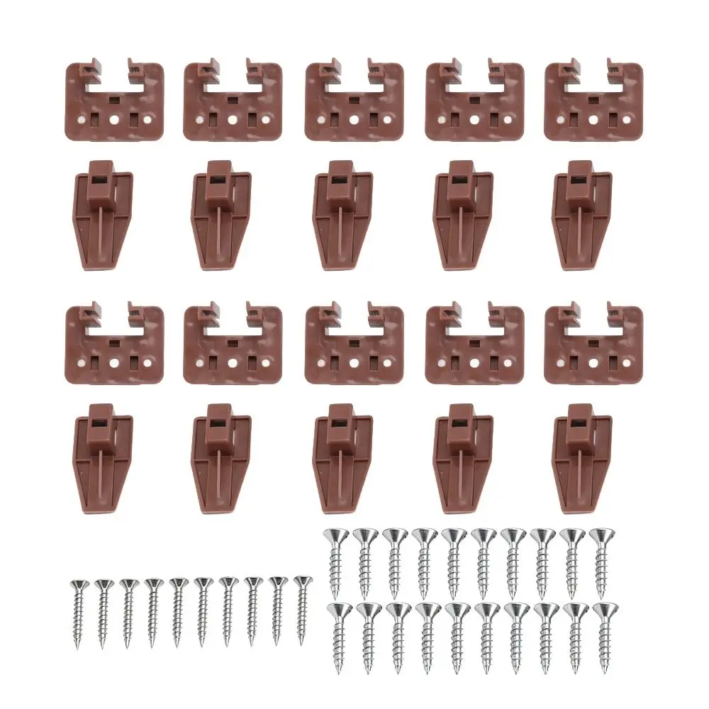 10 set Durable Plastic Drawer Track Guide With Screws Brown Drawer Slide Glides Drawer Replacement Parts Dressers