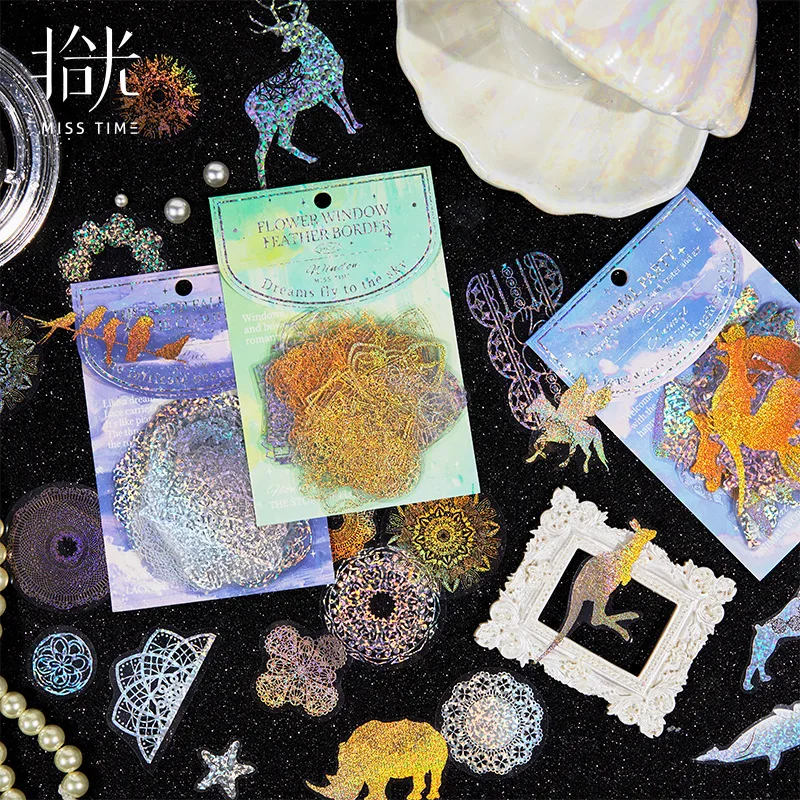 100pcs/1lot Kawaii Stationery Stickers Silver Sea Blooms Diary Decorative Mobile Stickers Scrapbooking DIY Craft Stickers