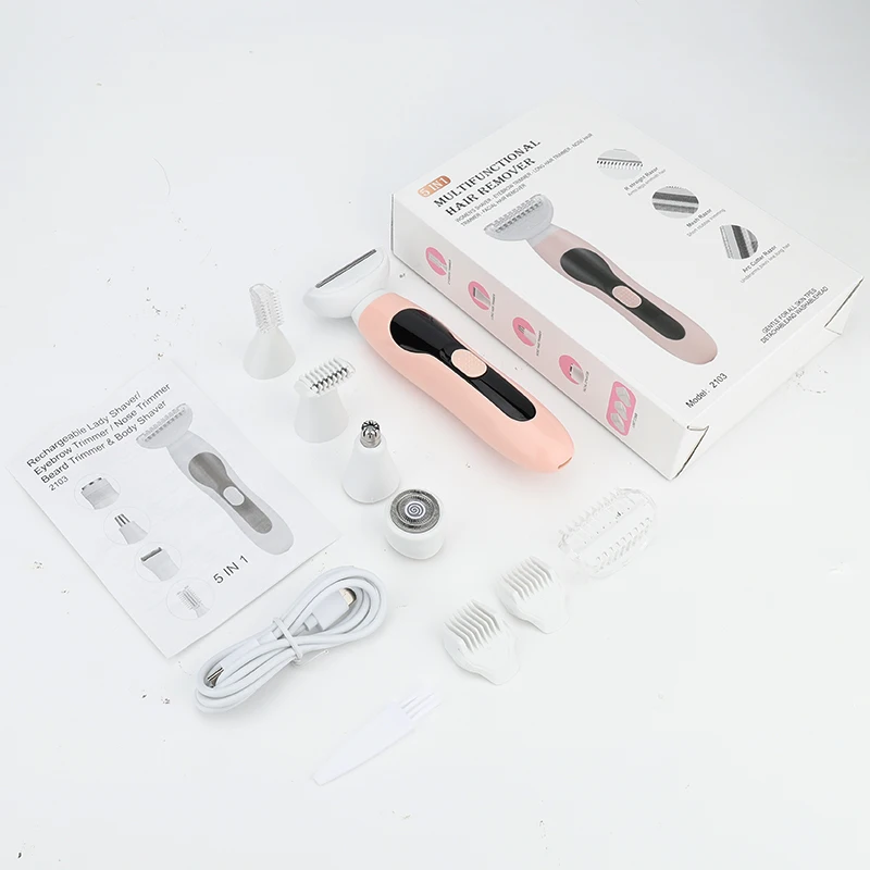 RESUXI 2103 5 في 1 المرأة متعددة الوظائف الكهربائية لنزع الشعر قابلة للشحن إزالة الشعر ماكينة حلاقة أداة قص الحواجب الأنف الشعر المتقلب