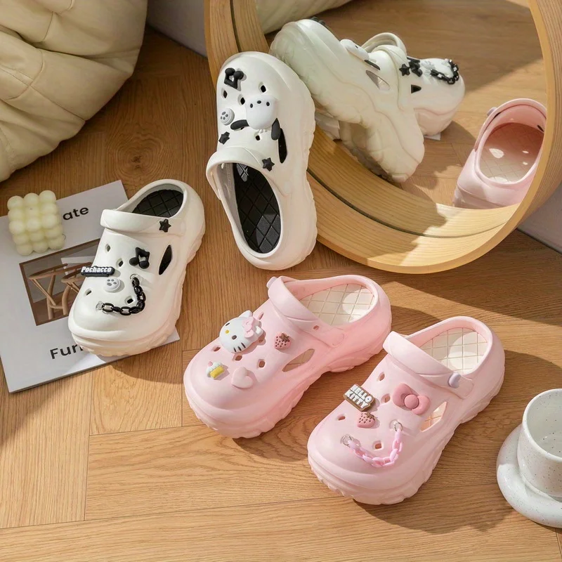 Adorable Clogs With Charms, Comfy Non Slip Durable Soft Sole  Slippers For Youngster's Indoor Outdoor Activities