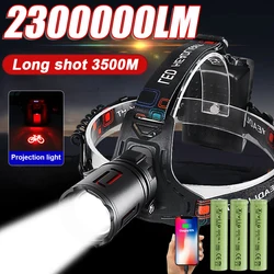 Ultra Powerful LED Headlamp 2300000LM Super Bright Headlight Rechargeable LED Front Lamp High Power Outdoor Fishing Riding Light