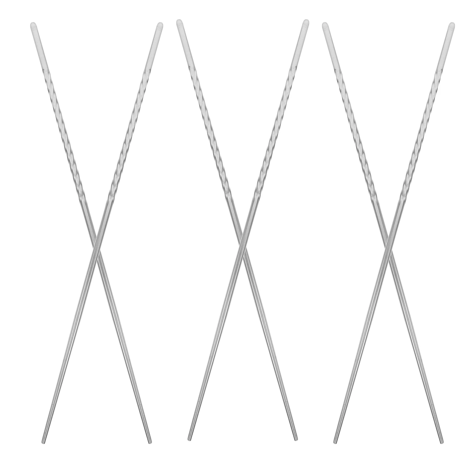 

3 Pairs Steel Asian Chopstick Utensil Chopsticks Extra Long Non Slip Cooking Kitchenware Reusable Metal Tableware