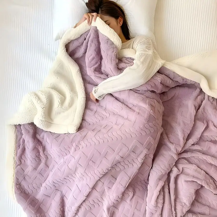 Winter Thick Lamb Fleece Blankets Thick Wide Flannel Bedroom Sofa Soft Breathable Warm Cover Sofa Blanket Small Blankets for Bed
