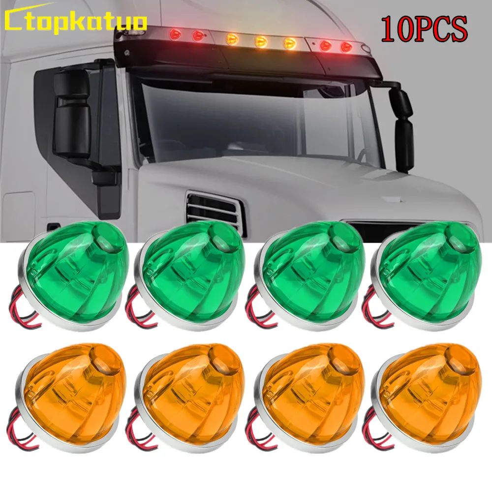10PCS Truck Watermelon Lights LED Side Marker Clearance Trailer Turn Signal DRL Bulbs Light 2V 24V Warning LED Indicators Lamp