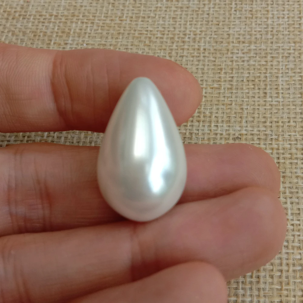 10 PCS 18x28mm White Teardrop Sea Shell Pearl Half Drilled beads for Jewelry DIY