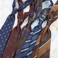 Luxury Tie Gravatas Fashion Wholesale Woven 8cm Striped Necktie Wedding Accessories Red Man Business Party Office Neck Ties