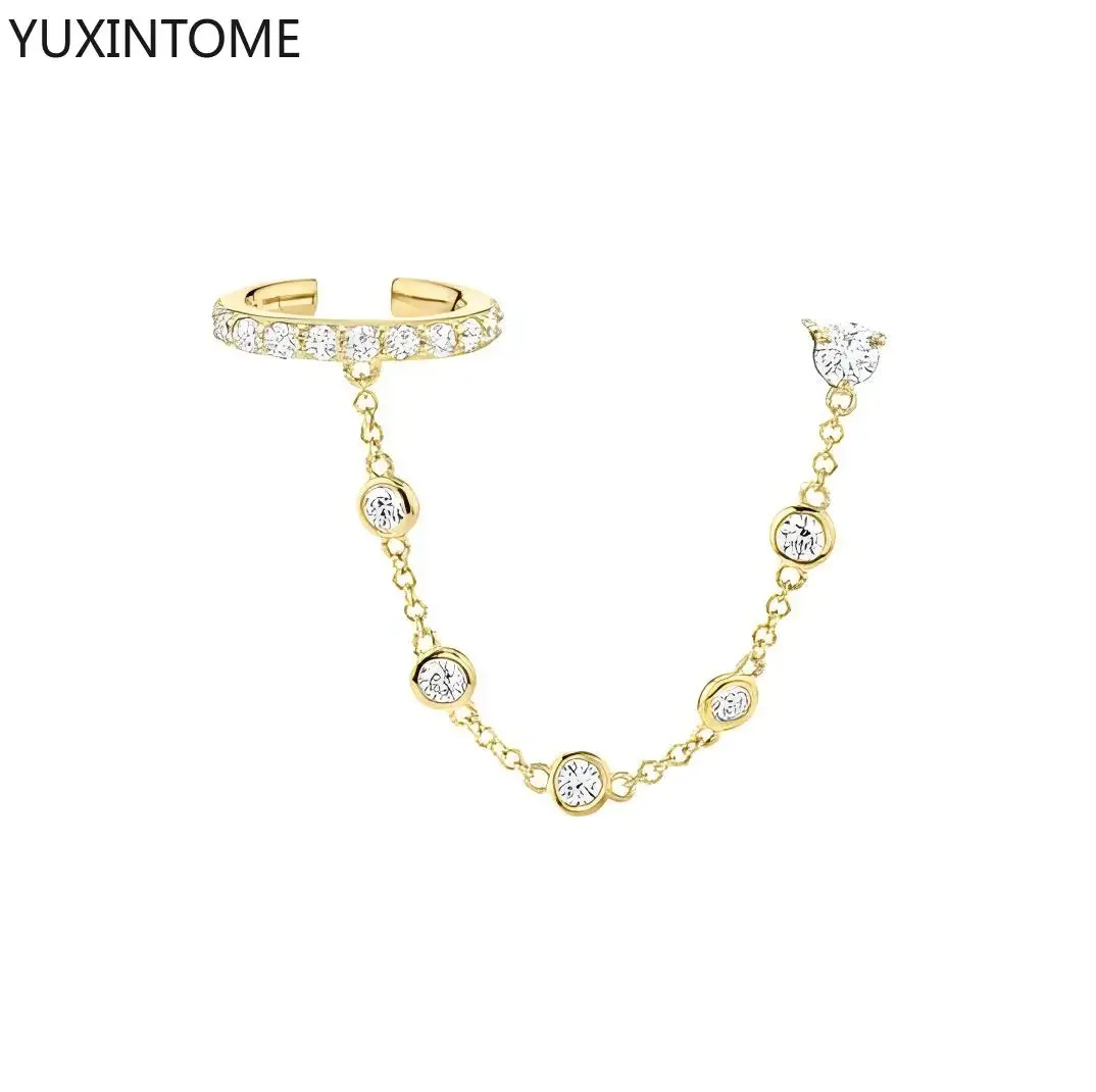 Women's 925 Silver Crystal Chain Tassel Dangle Earrings