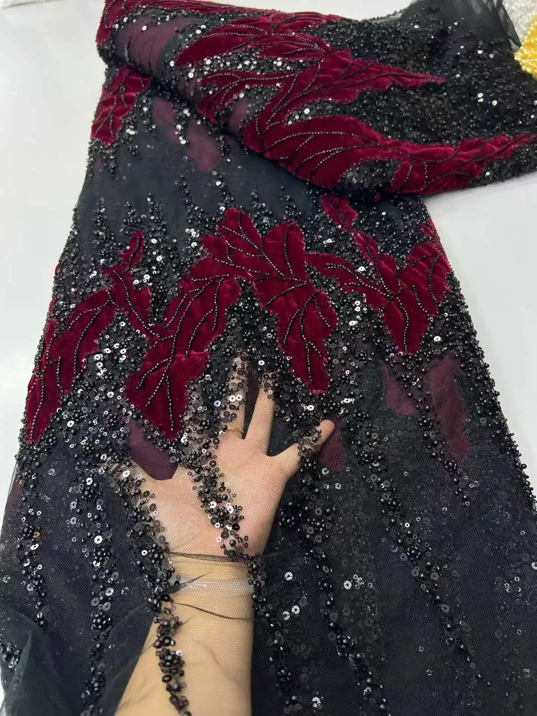 

Роскошная бархатная французская сетчатая кружевная ткань с бусинами, высокое качество, африканское нигерийское кружево с блестками для женщин, свадебные платья