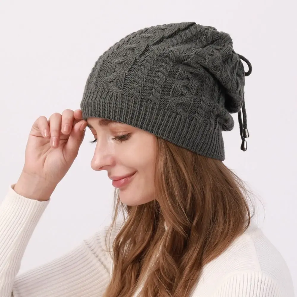 

Fashion Accessory Thick Knit Beanies Cap Hat Ear Protect Dual-purpose Knitted Cap Hat Soft Warm Cap Women Lady Men