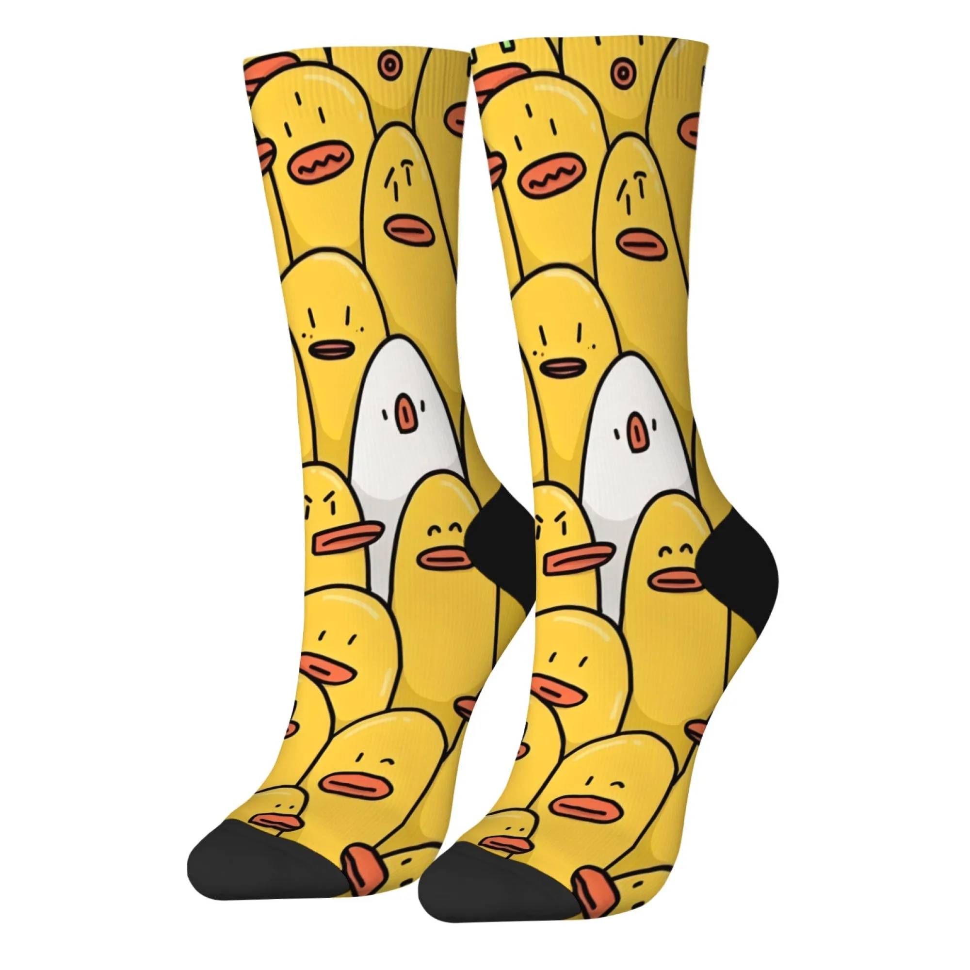 Calcetines divertidos con estampado de pato de dibujos animados para hombre, cómodos, transpirables, antideslizantes, novedad, calcetines retro Harajuku, regalo de fiesta y vacaciones
